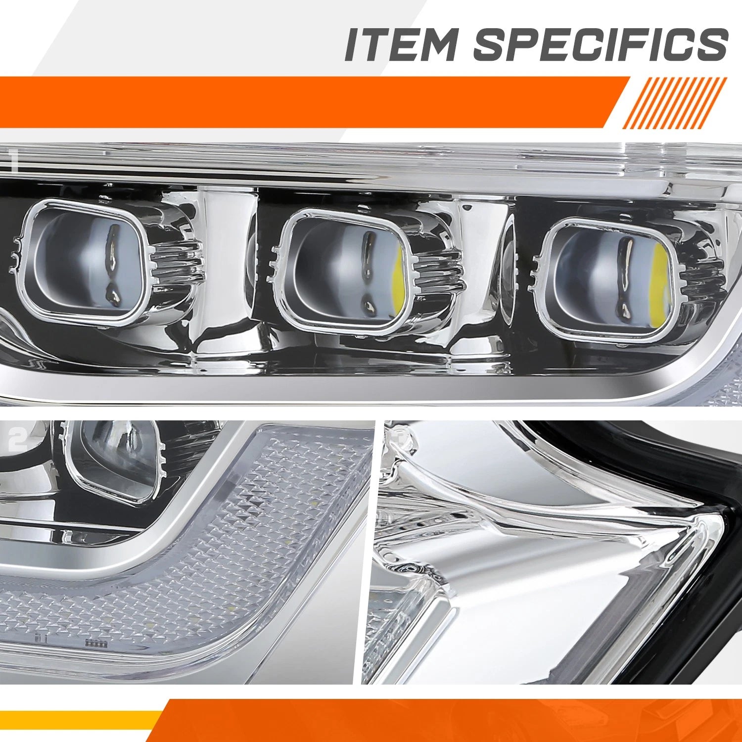 Chrome Front Bumper Face Bar for Ram 1500 (2014–2024) with Fog Light Holes