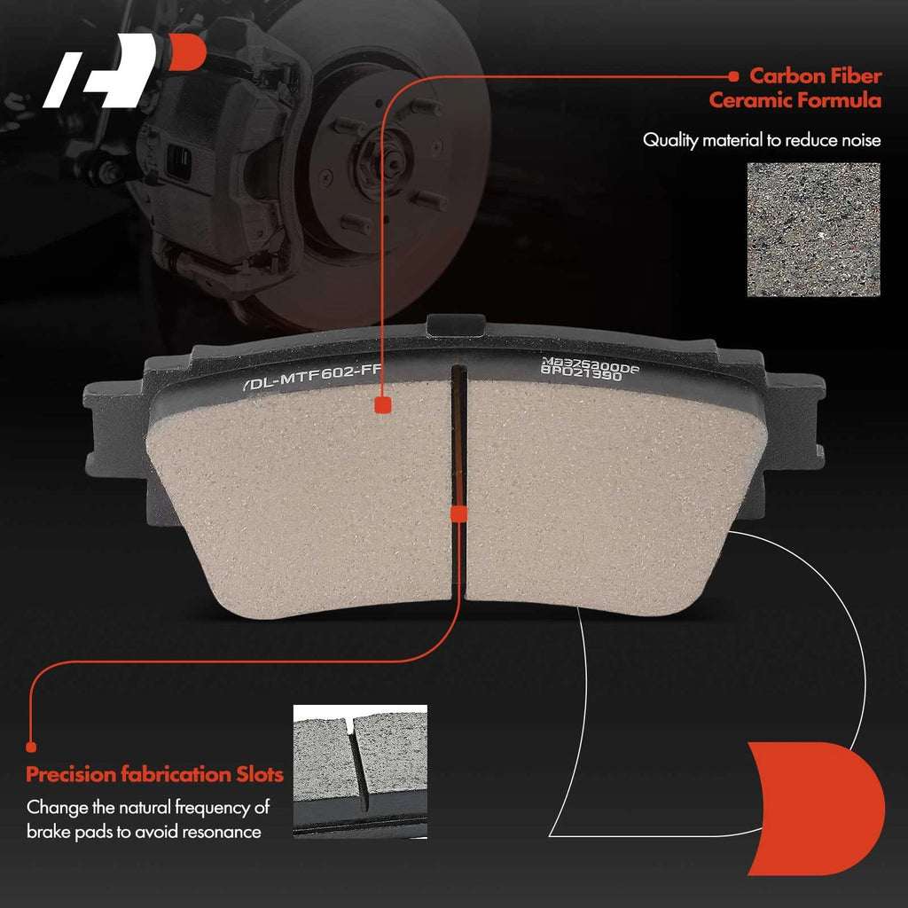 Set of 4 Rear Ceramic Brake Pads with Hardware for Mitsubishi Outlander Eclipse (2003–2020)