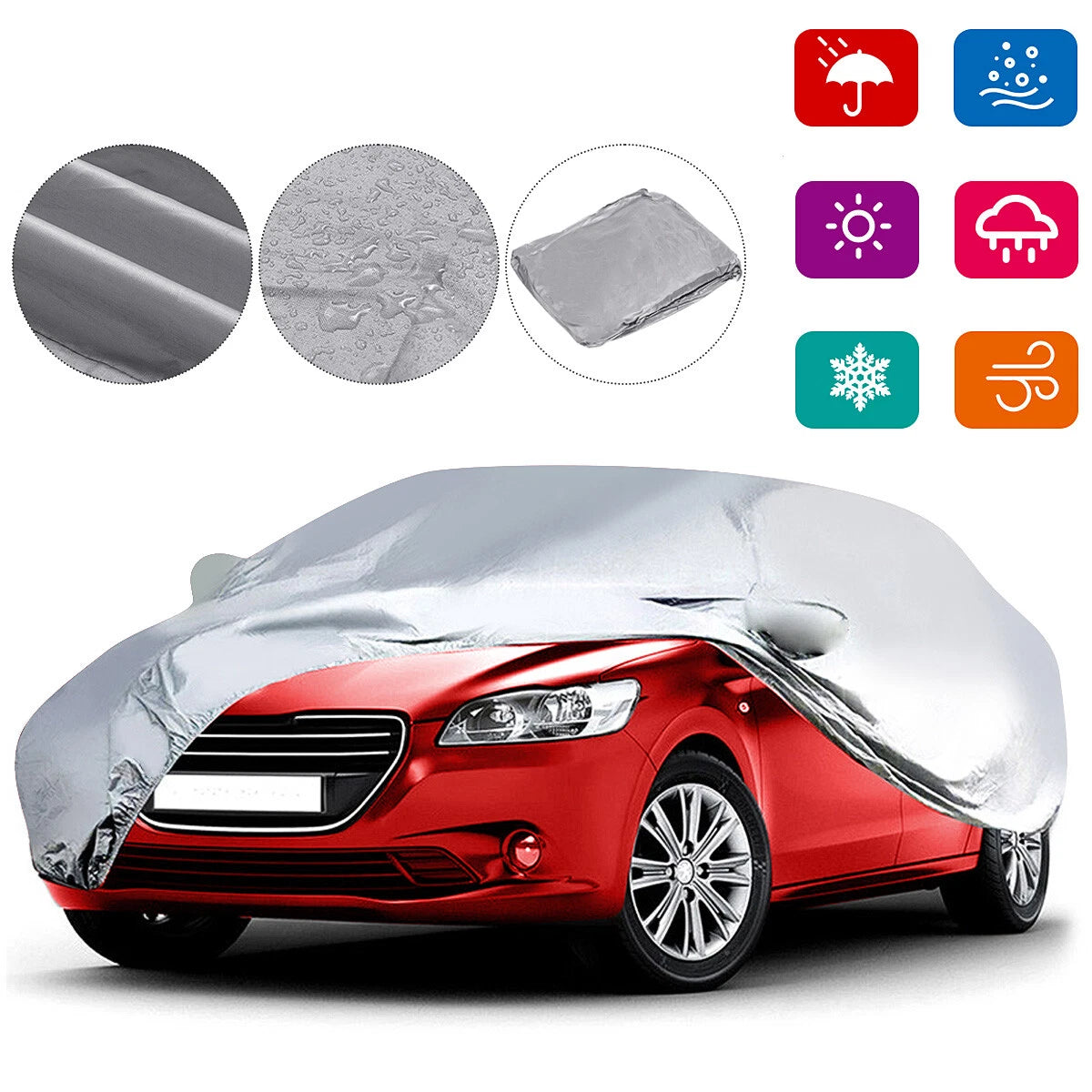 Universal Full Car Cover for All Makes and Models (S-XXL) Waterproof UV Dust Proof