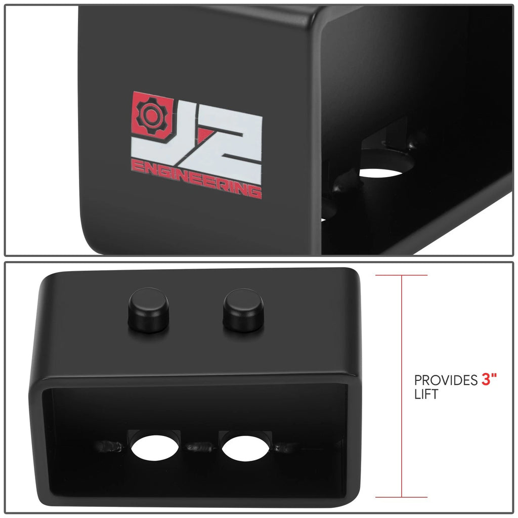 2PC Rear Lift Block Leveling Kits for Ford F150 (2004–2017) J2 3" Black Carbon Steel