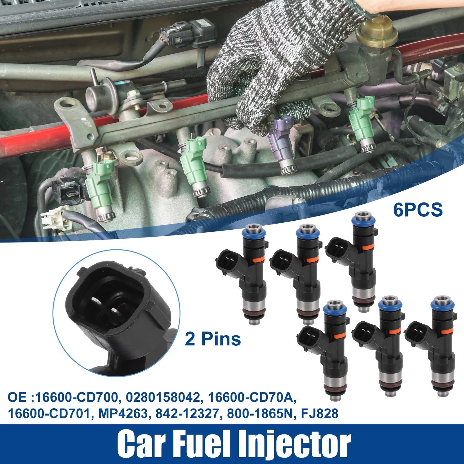 6X Fuel Injector Nozzle for Nissan 350Z 3.5L (2002–2009) 16600-CD700