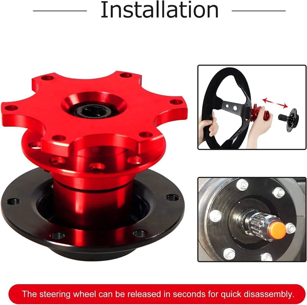 Quick Release Steering Wheel Hub Adapter for Universal Cars (Red)