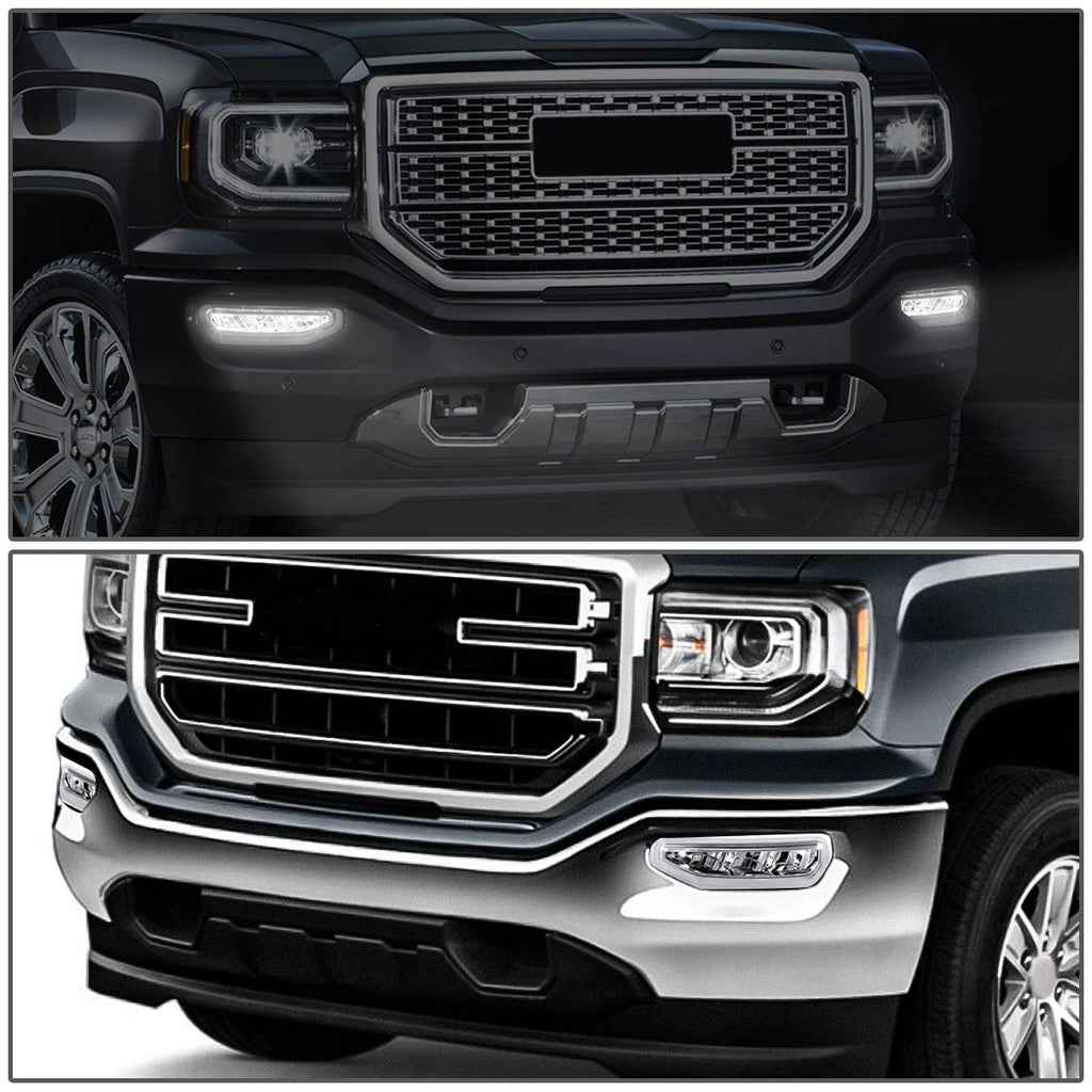 Chrome Clear Fog Lights for GMC Sierra 1500 (2016–2018) w/ Sensor Holes