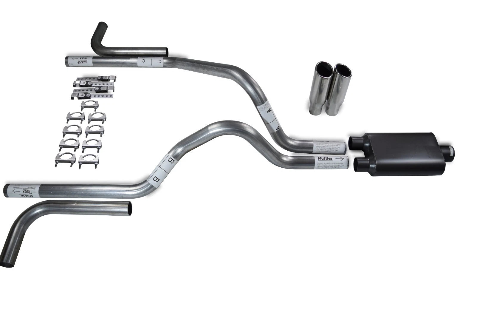 2.5" Dual Exhaust Kit for Dodge Dakota (1987–1996) - 2 Chamber Muffler, Side Clamp