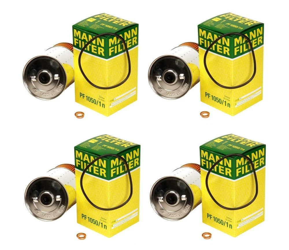 Set of 4 Oil Filters Mann PF1050/1n for Mercedes W124 W201 (1982–1993)