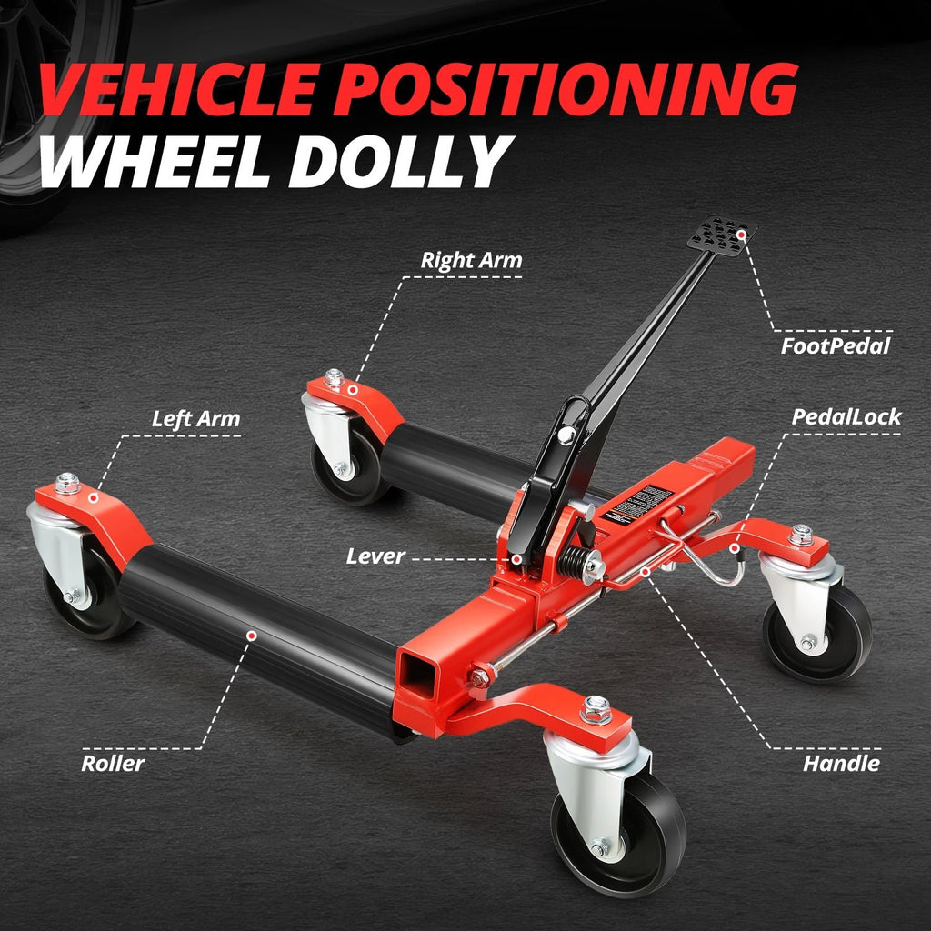 Set of 2 Hydraulic Wheel Repair Dolly Jacks 10.2"-23" 1250lbs Capacity