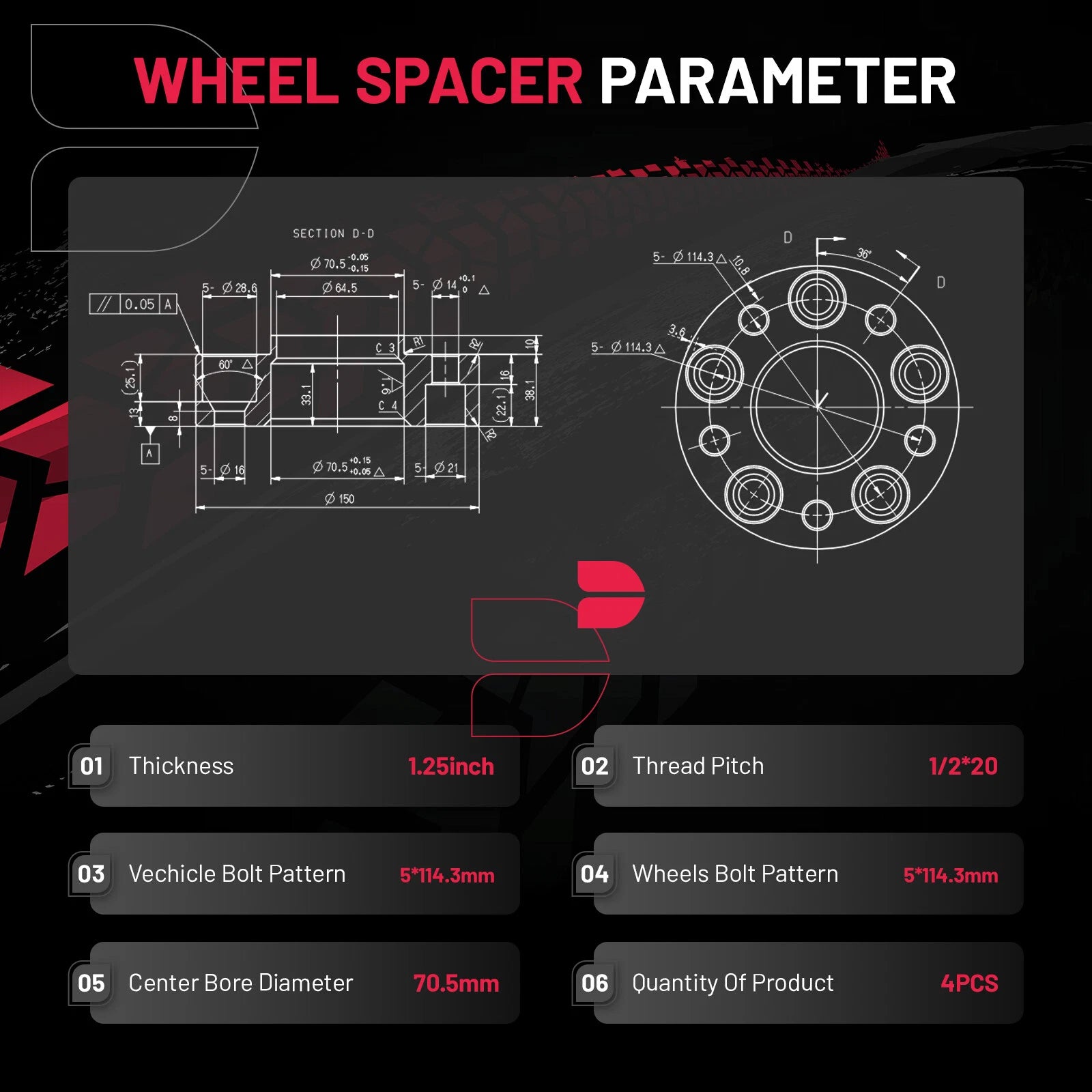 Hubcentric Wheel Spacers for Ford Mustang Explorer Ranger (2010-2024)