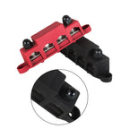 Set of 2 Red and Black 4 Post Busbars for Power Distribution 12V 250A