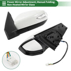 Left Side Door Mirror for Nissan Sentra (2016–2019) Manual Folding White