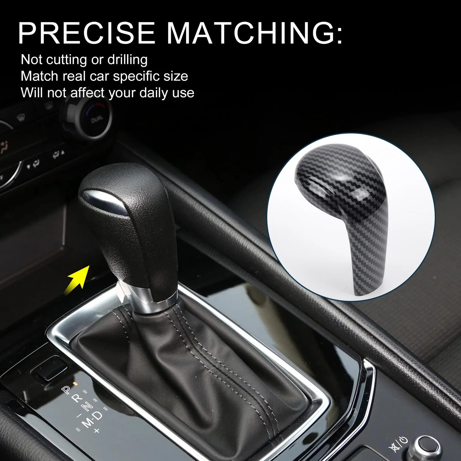 Carbon Fiber Gear Shift Knob Decorator Cover for Mazda CX-5 (2017–2023)