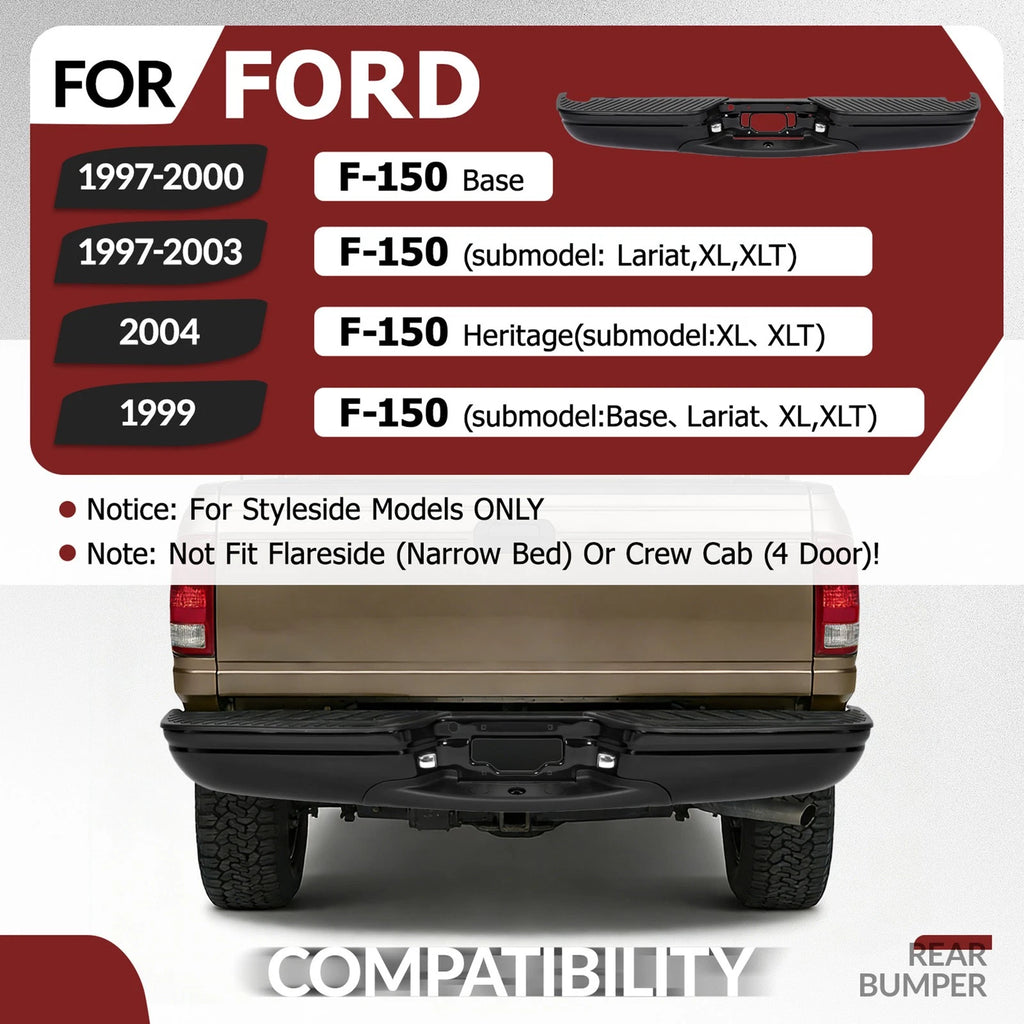Rear Bumper Assembly for Ford F-150 F250 Styleside (1997–2003)