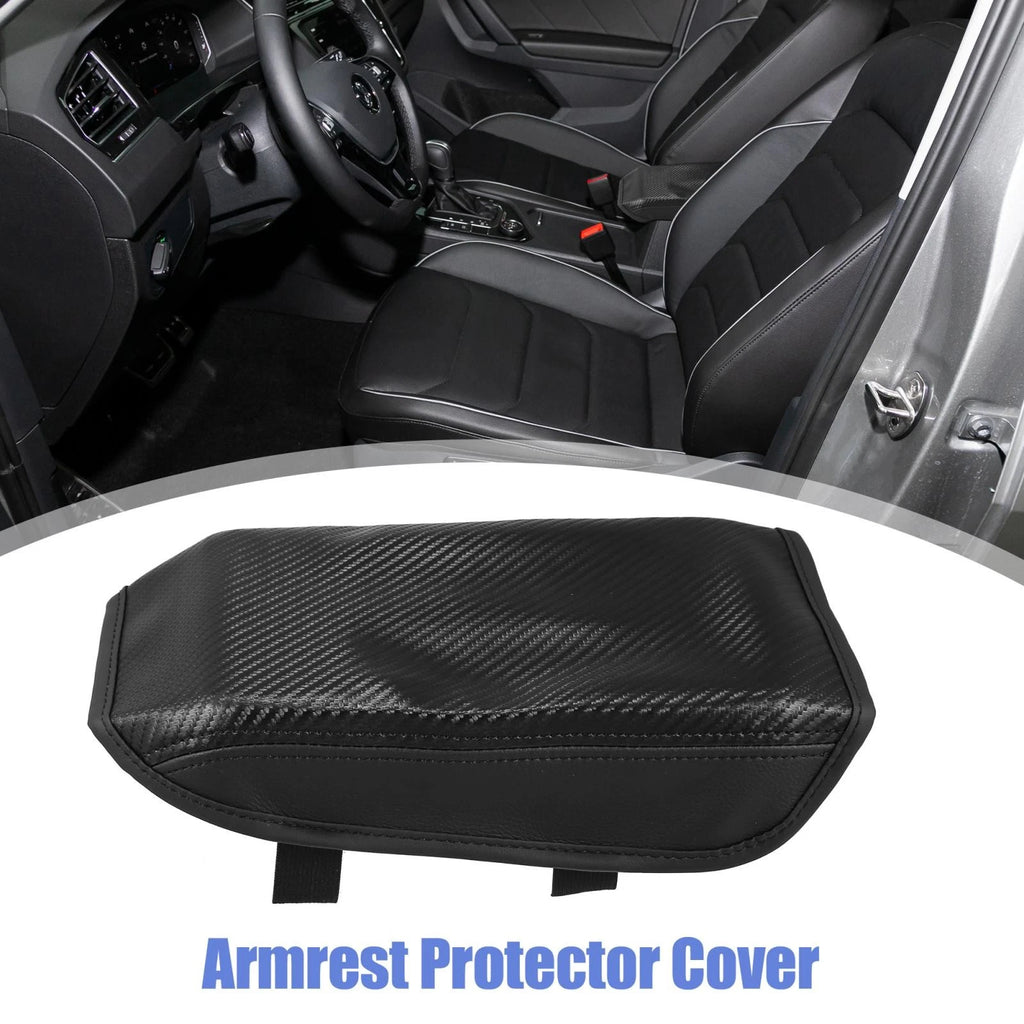 Microfiber Leather Armrest Pad for Volkswagen Tiguan (2017–2021) Carbon Fiber