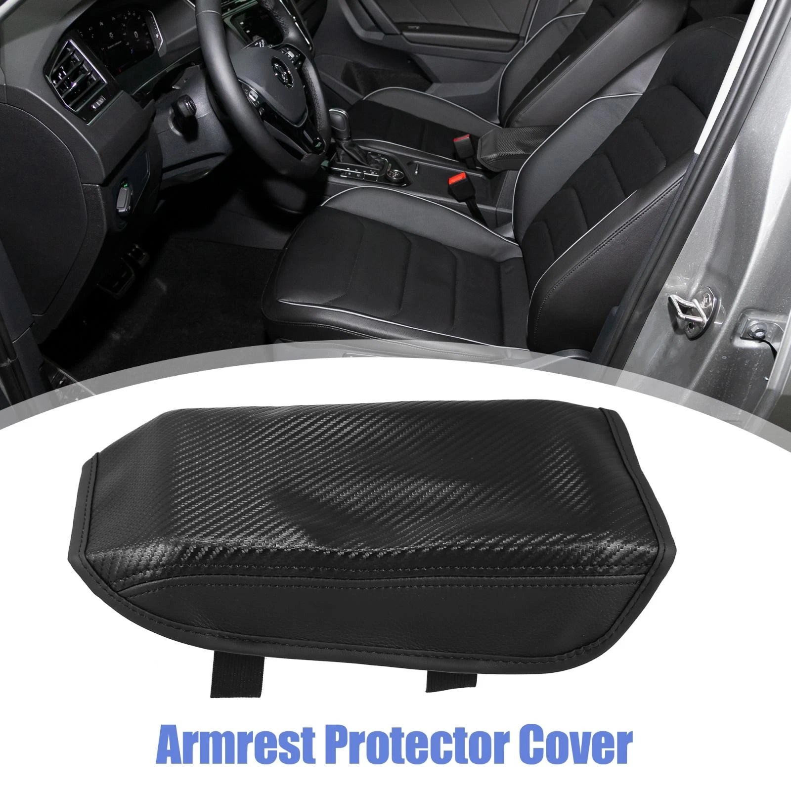 Microfiber Leather Armrest Pad for Volkswagen Tiguan (2017–2021) Carbon Fiber