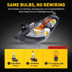 Set of 2 Black OE Style Headlights for Nissan Altima (2007–2009)