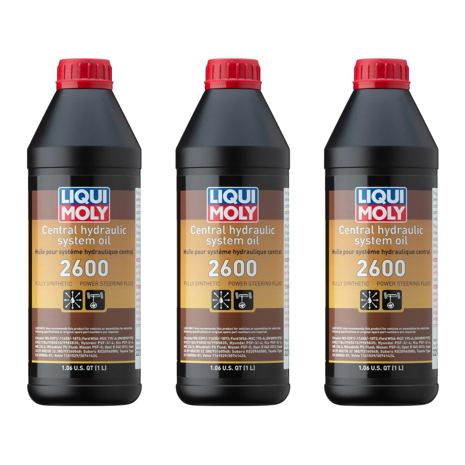 Set of 3 Liqui Moly Central Hydraulic System Oil 2600 (1L each)