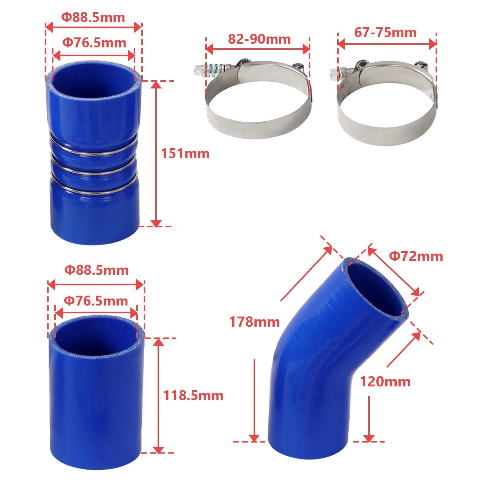 Turbo Intercooler Kit Pipe Boot CAC for Ford F250 F350 F450 F550 (2003–2007)