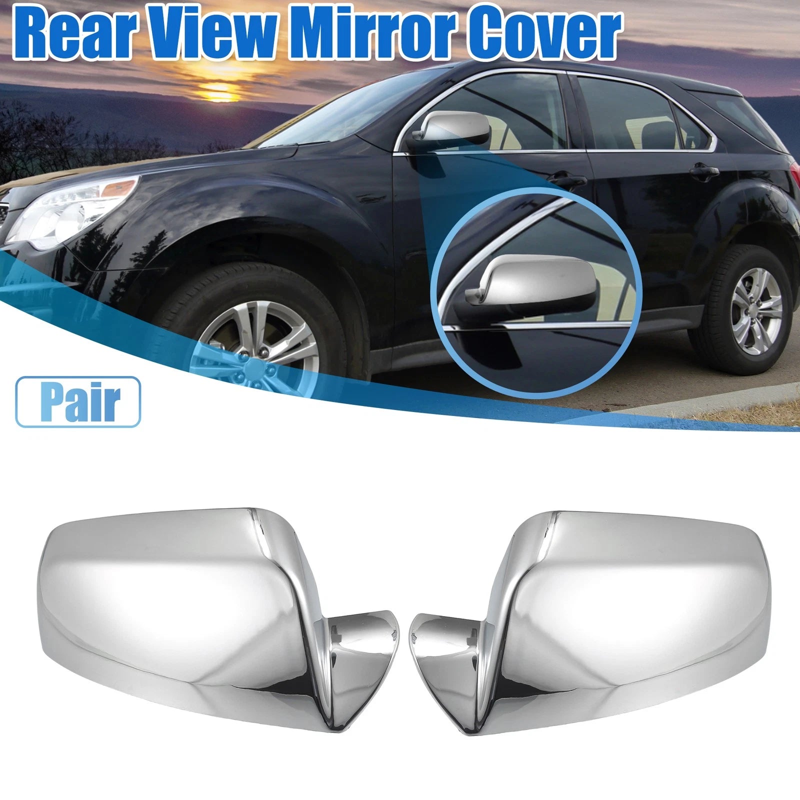 Set of 2 Chrome Plated Top Half Mirror Covers for GMC Terrain (2010–2017) 731618519355