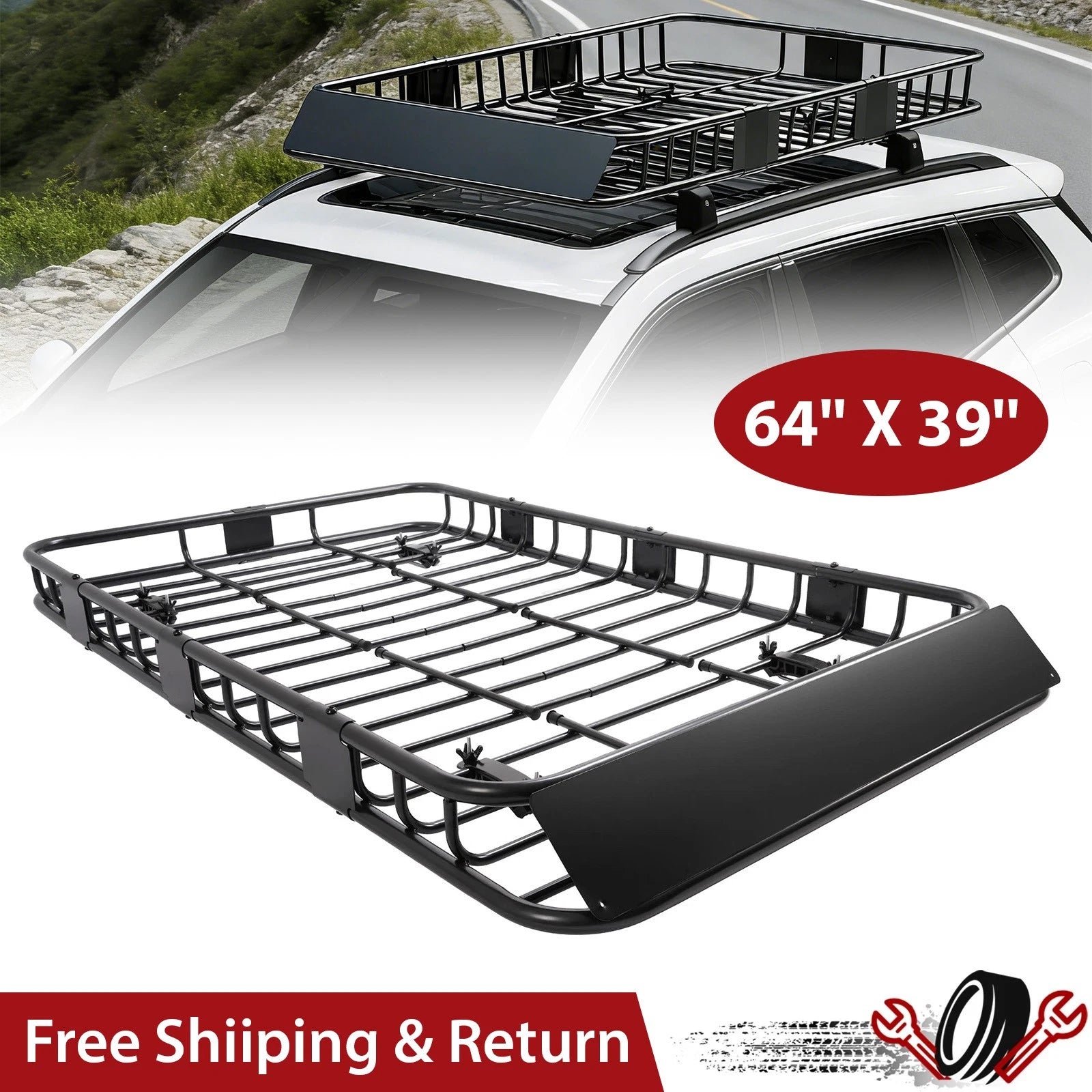 64'' Roof Rack for SUV Cargo Carrier (500LBS Capacity)