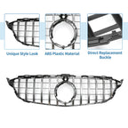 Front Upper Bumper Grille for Mercedes-Benz C180 Chrome Silver Tone