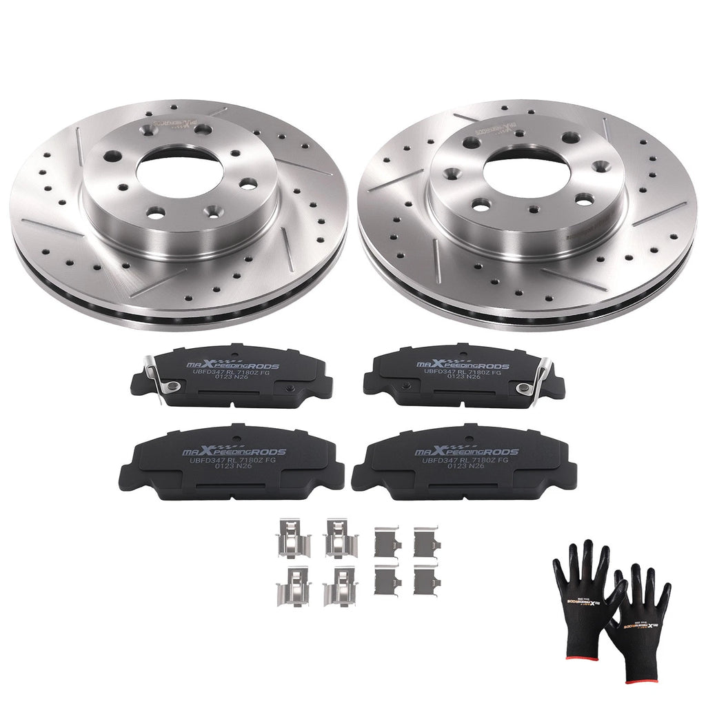Front Brake Rotors & Ceramic Pads Kit for Honda Civic Del Sol CRX (1990–1997)