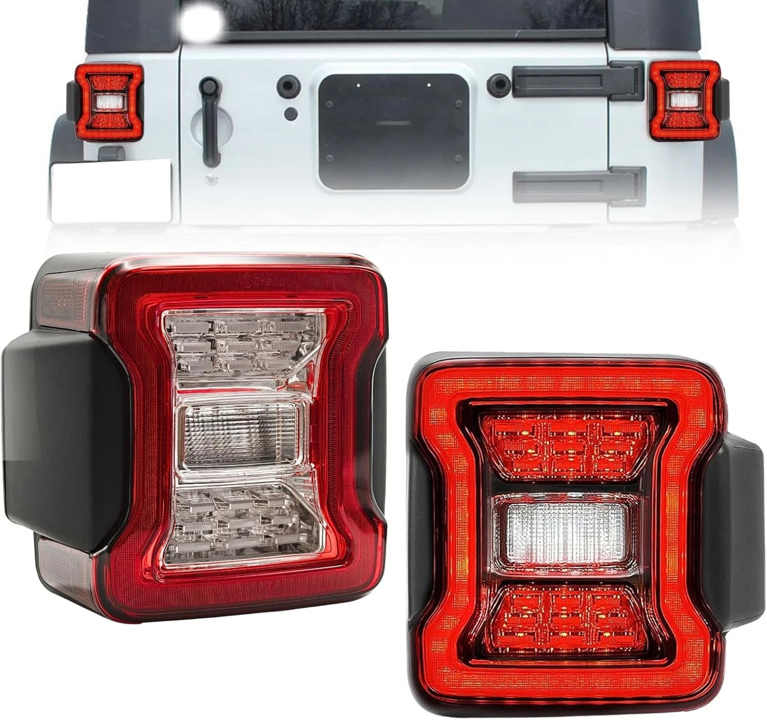 LED Tail Lights for Jeep Wrangler JK JKU (2007–2018) - Rear Brake Turn Signal Lamps Pair