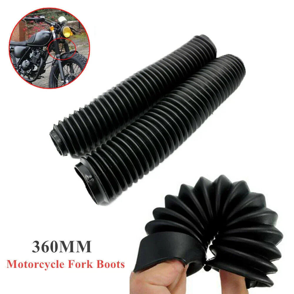 360mm Black Motorcycle Scooter Front Fork Dust Covers