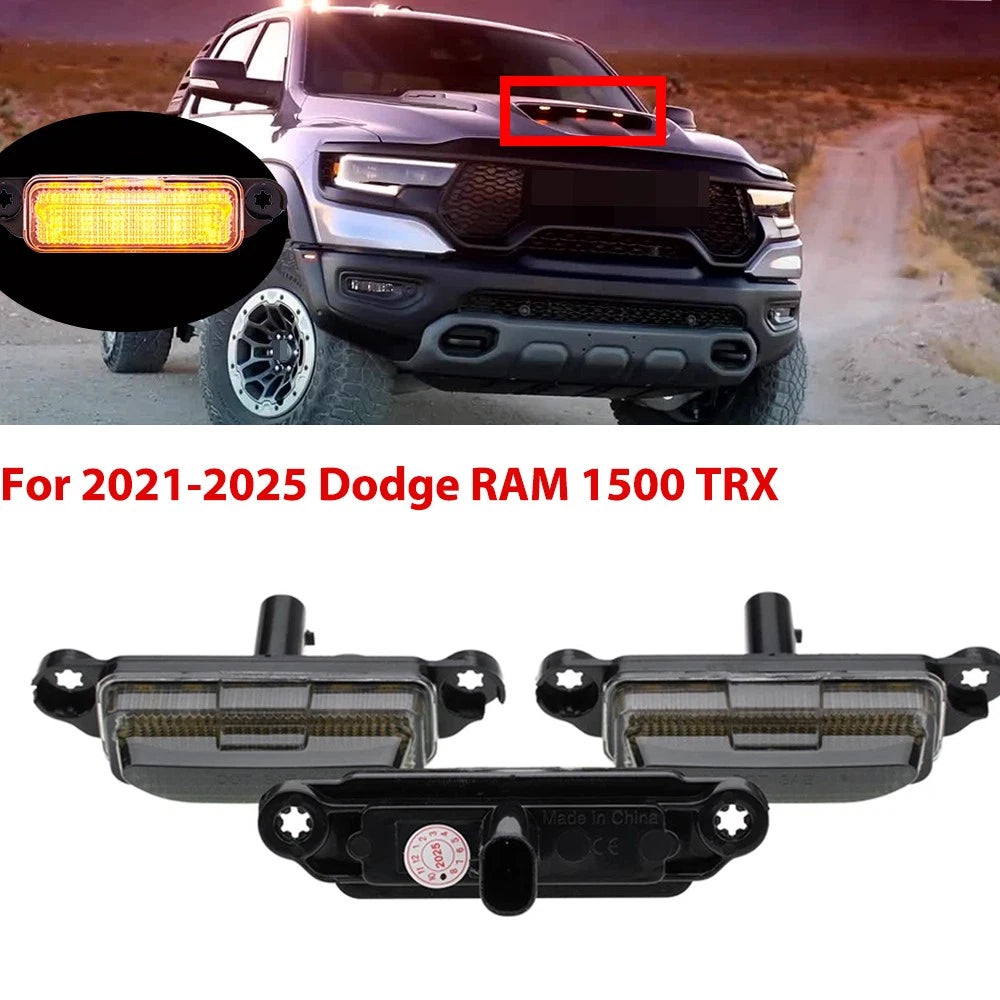 Smoked Amber LED Hood Scoop Marker Lights for Dodge RAM 1500 TRX (2021–2025)