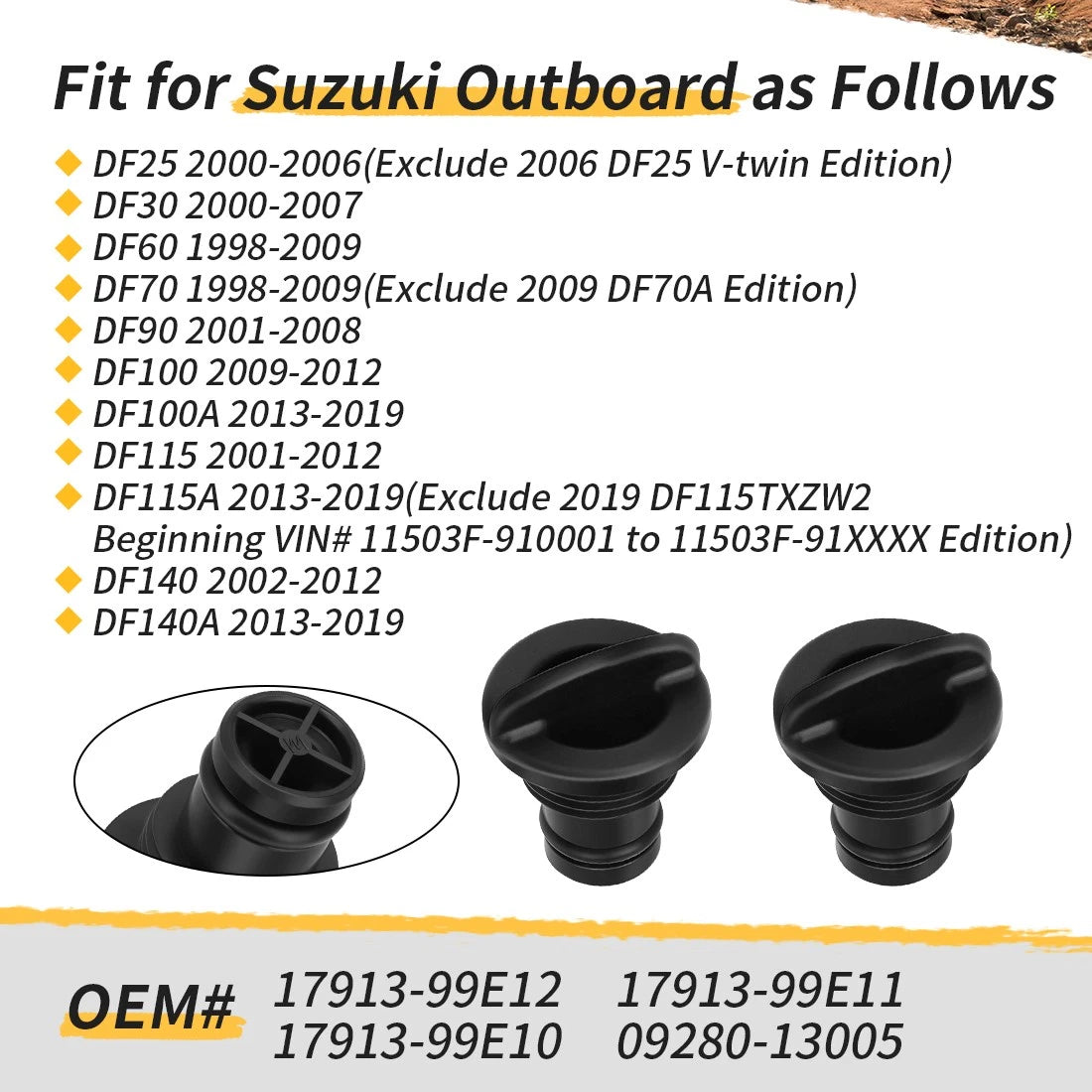 Water Flush Plug for Suzuki DF 25-140 Outboard (17913-99E12, 17913-99E11)
