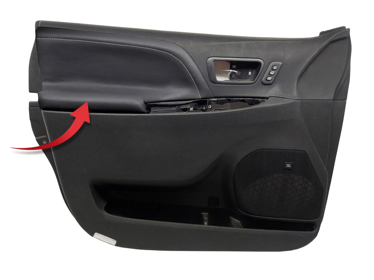 Door Panel Insert Cards Leather for Toyota Sienna (2011–2020) White Stitch