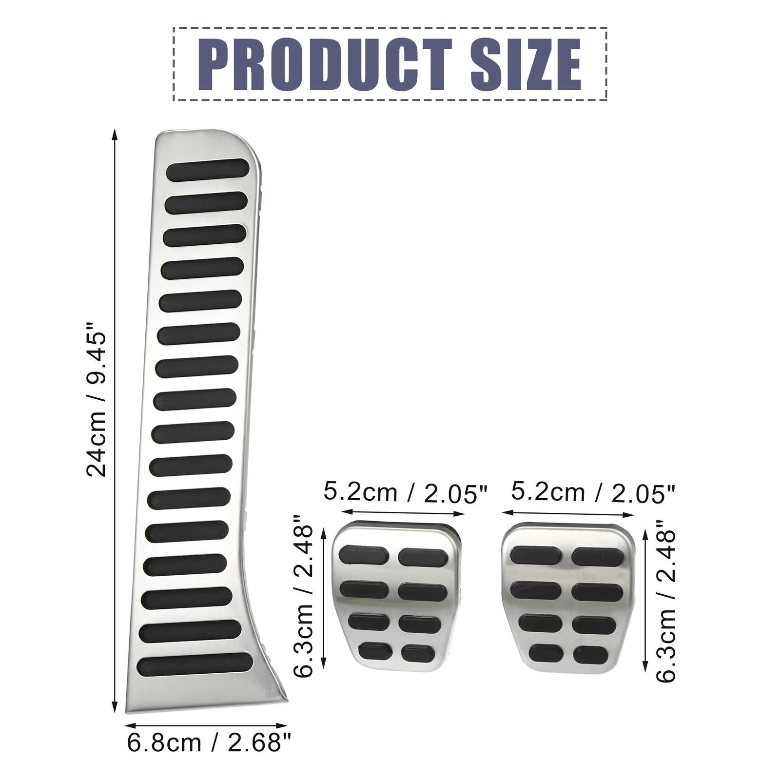 Set of 3 Accelerator Brake Pedal Covers for Volkswagen Golf (2010–2013)
