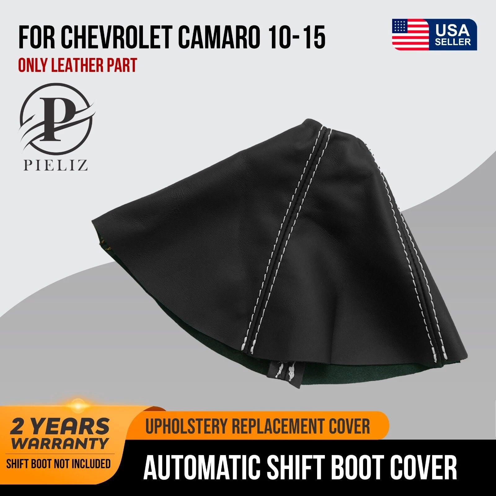 Shift Boot for Chevrolet Camaro (2010–2015) PVC Leather White Stitch