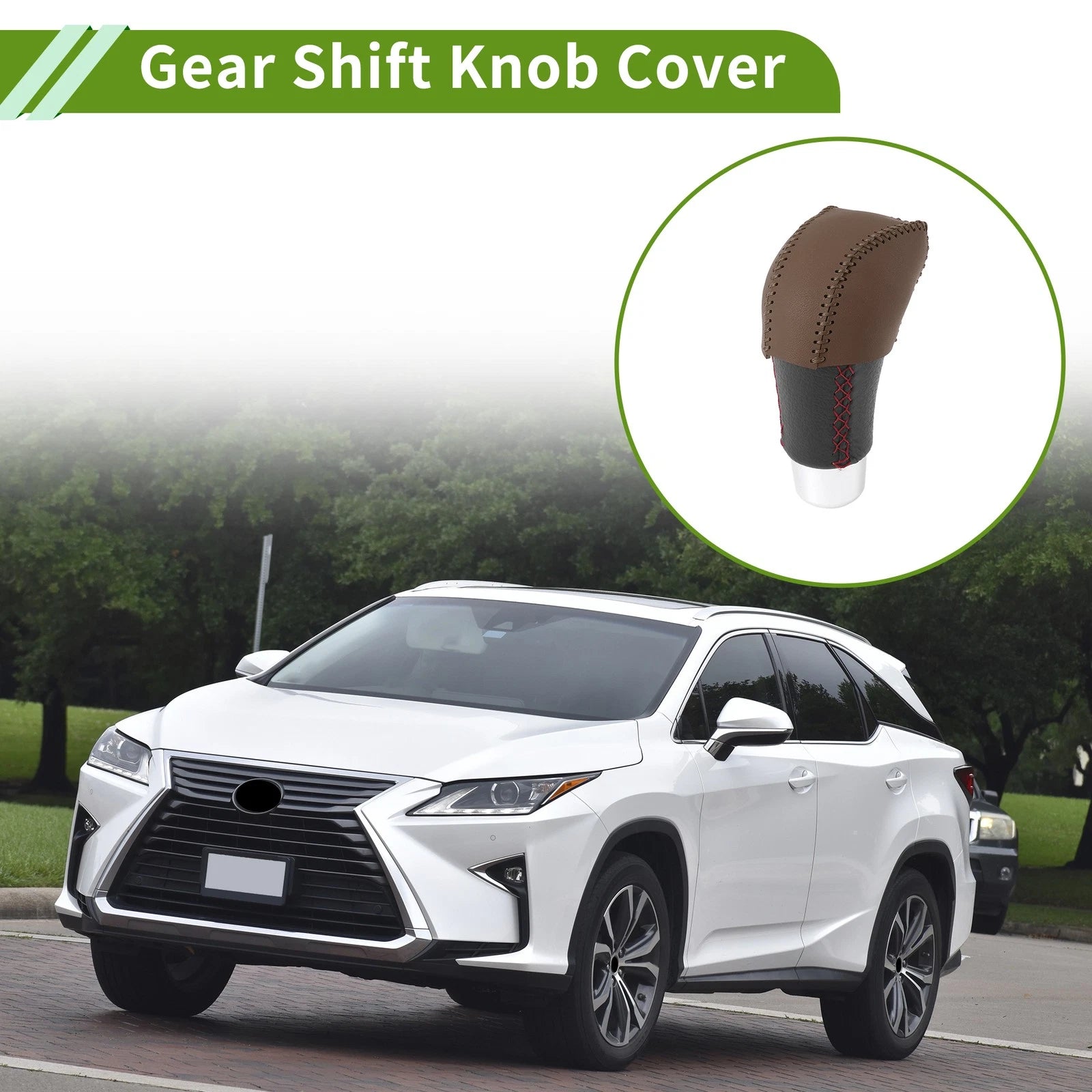 1 Pc Gear Shift Knob Cover for Lexus RX350 (2023–2024) Brown Faux Leather