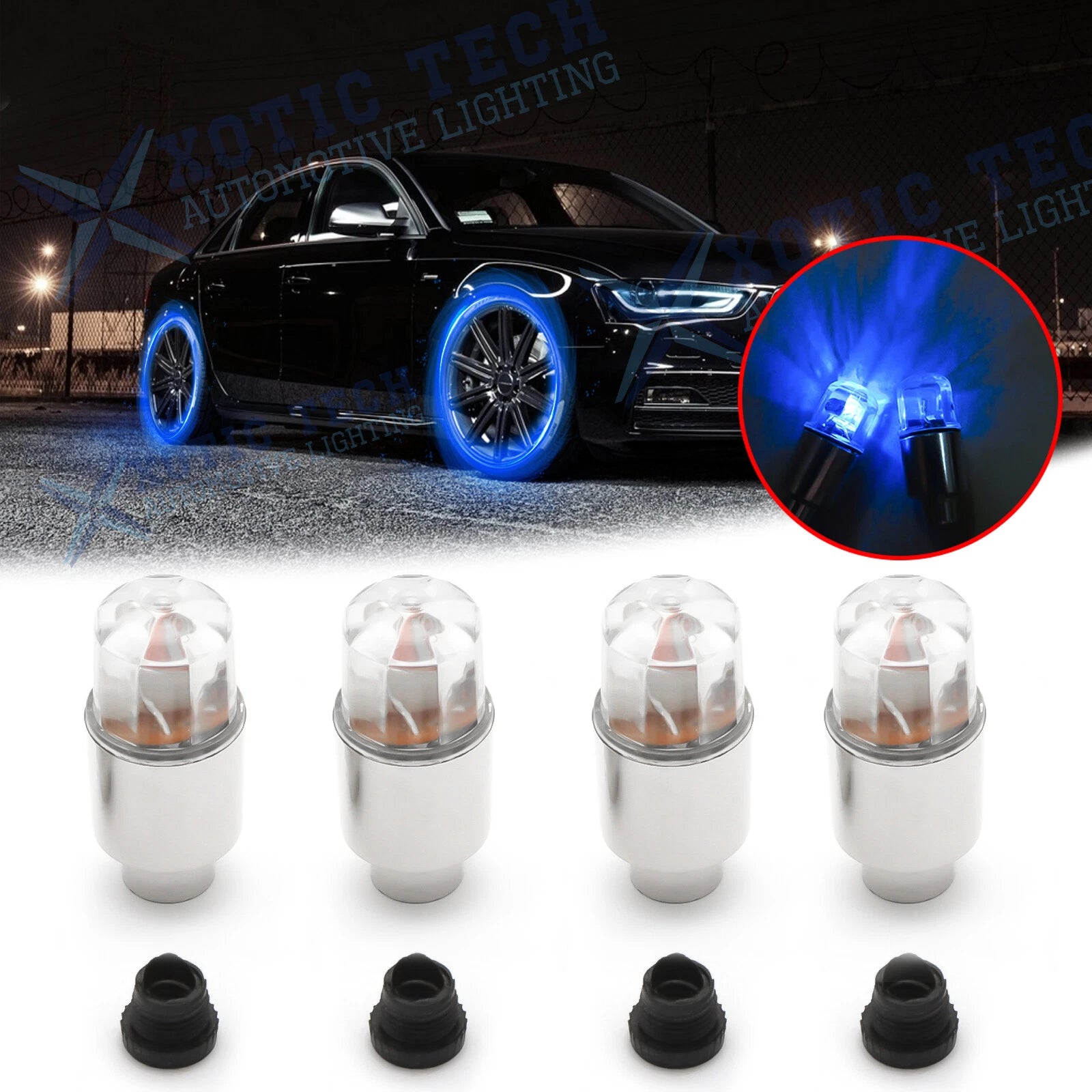 Blue LED Tire Air Valve Stem Cap for Audi A3 A4 A5 A6 TT (2008–2025)