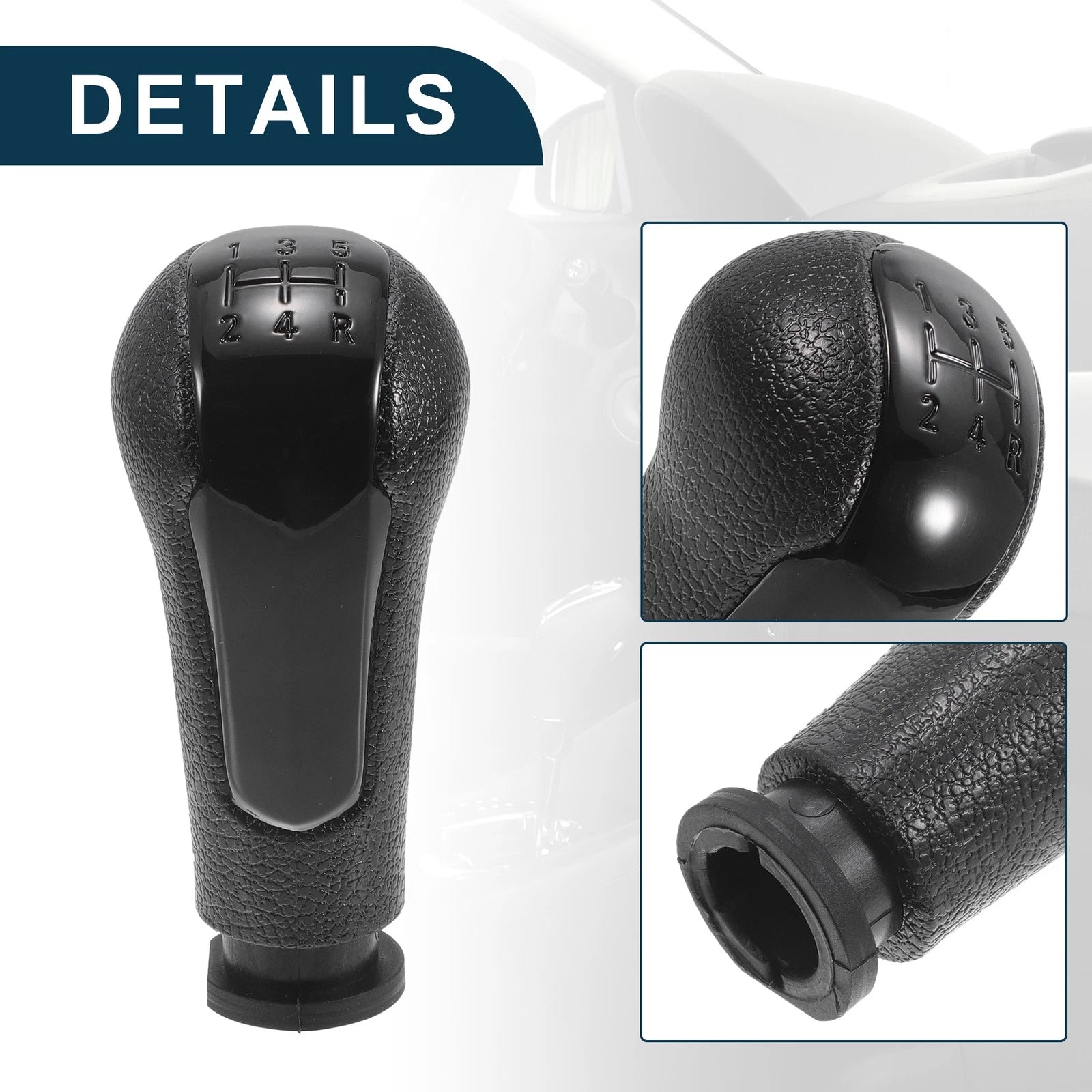 5-Speed Manual Gear Shifter Knob for Chevrolet Spark (2011–2016) Black Plastic