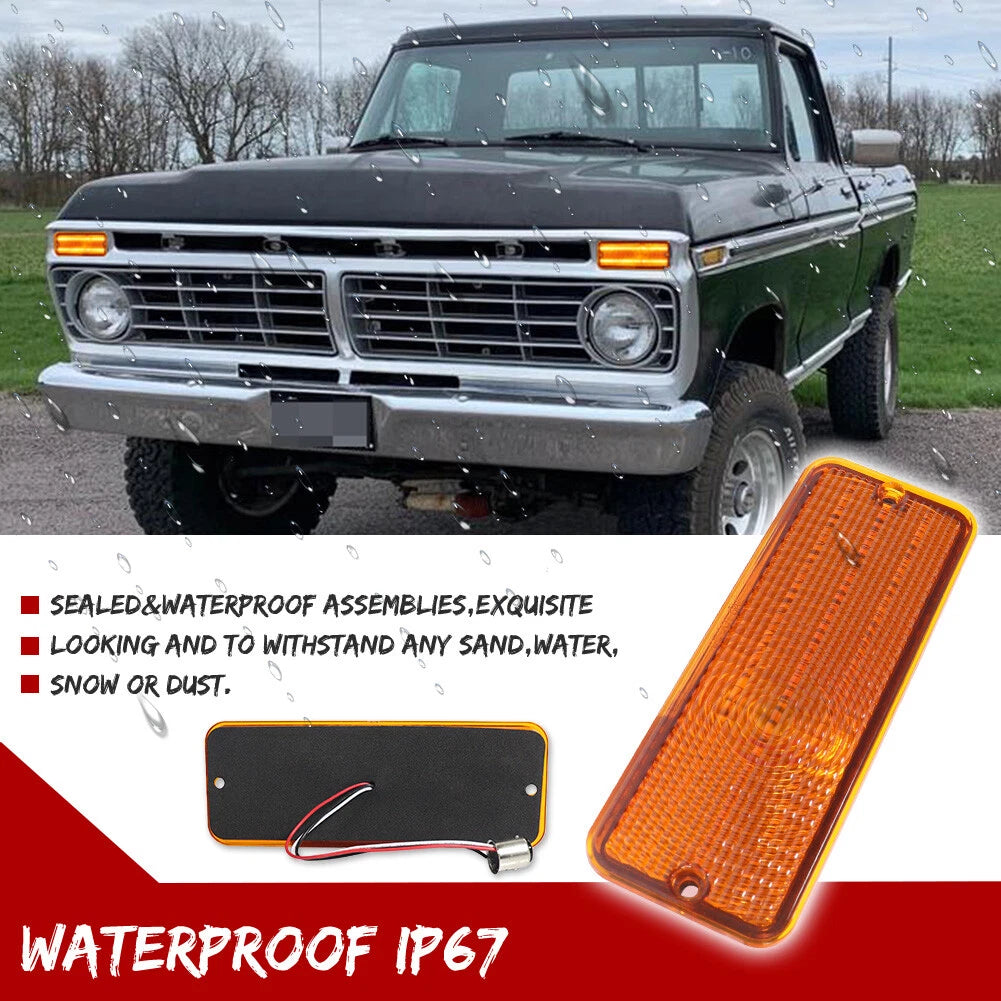 Sequential Amber LED Parking Signal Light Lenses for Ford F-100 (1974–1977)
