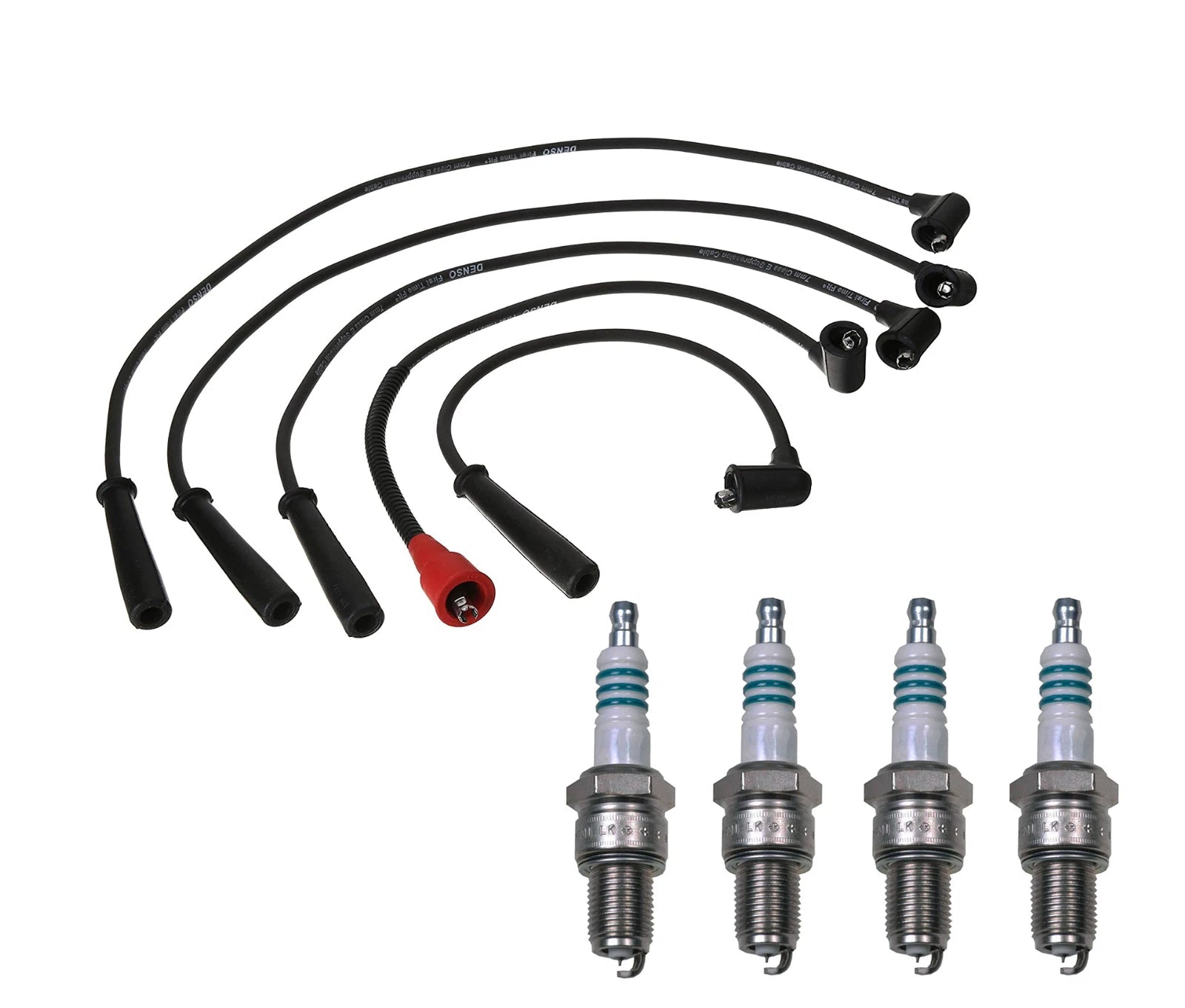 Denso Wire Set & 4 Iridium Power Spark Plugs for Mazda 2.2 L4