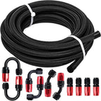 20FT 10AN Stainless Steel Braided Fuel/Oil/Gas Hose Line & 10 Fittings Kits