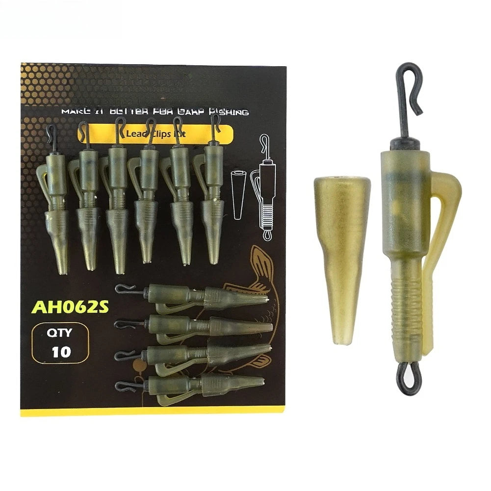 10PCS Sinker Clip Kit for Carp Fishing (ABS, 7.5cm, Quick-Change Swivel)