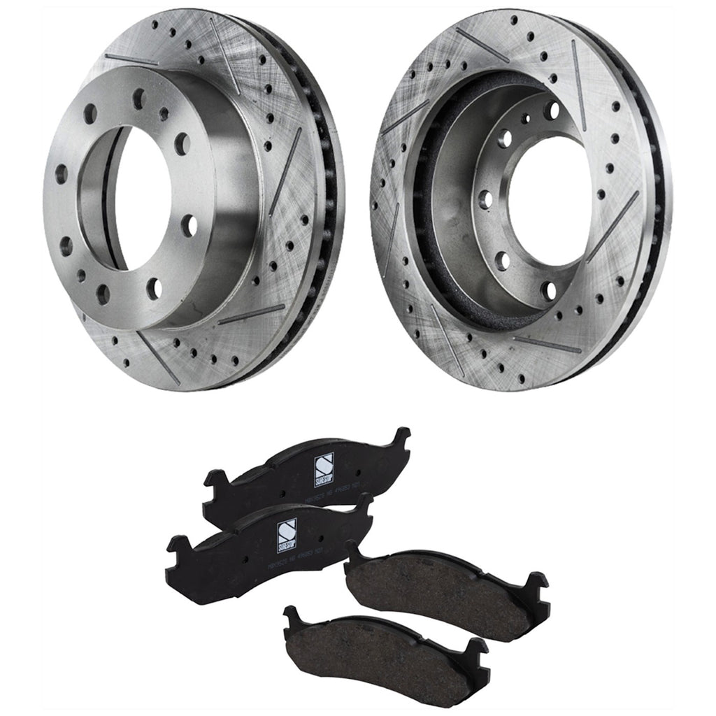 Disc Brake & Pad Kit for Hummer H2 (2003) - Cross-Drilled Semi-Metallic