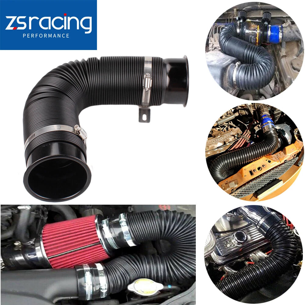 3" Flexible Cold Air Intake Hose Filter Pipe Kit for Universal Fit