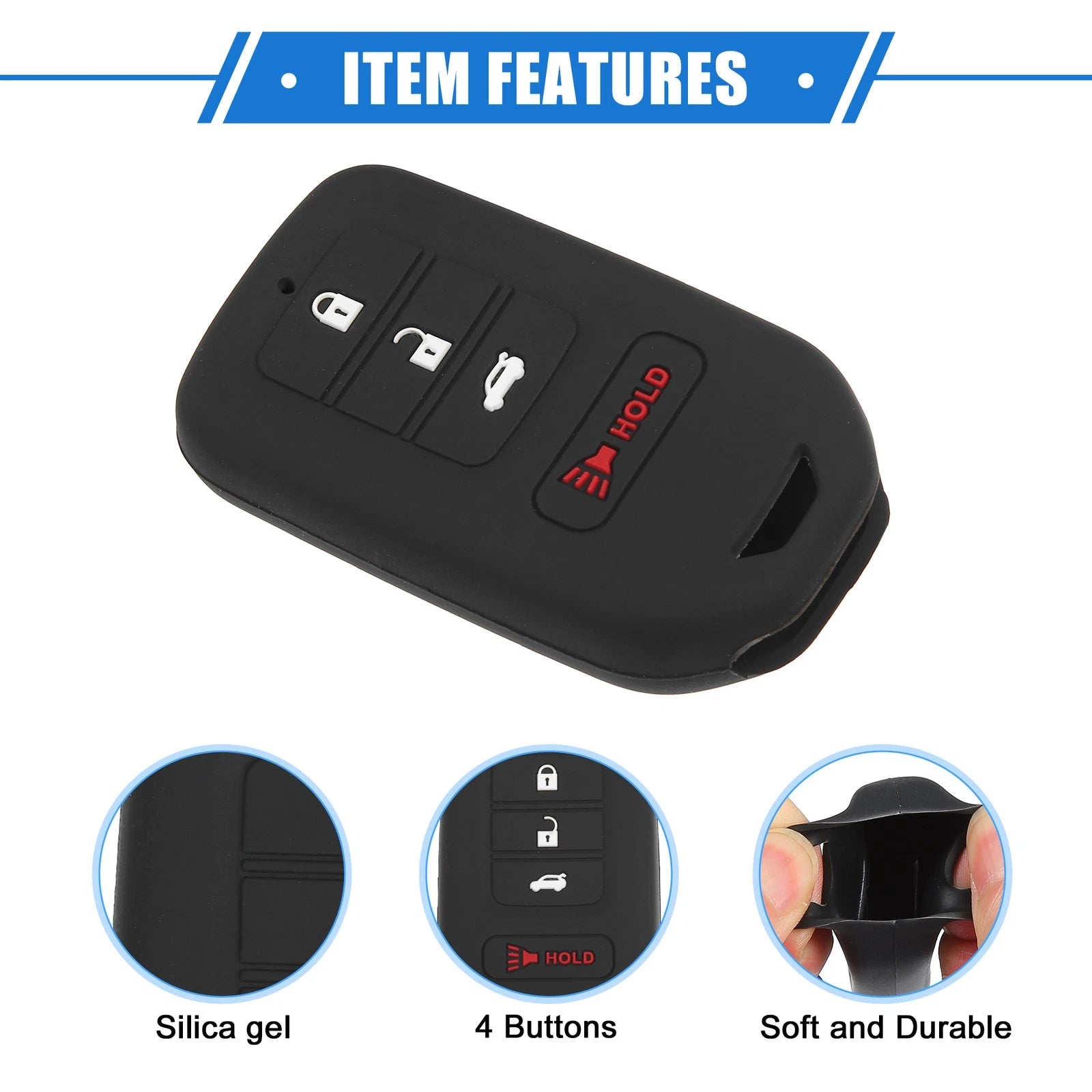 2X Smart Remote Key Shell for Honda Accord (2019–2021) - 4 Button Black