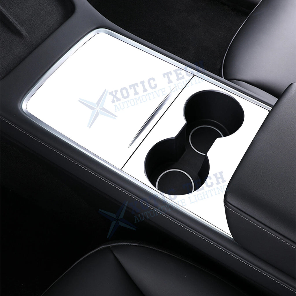 Matte White Center Console Wrap Cover Sticker Decoration for Tesla Model 3/Y (2021–2025)