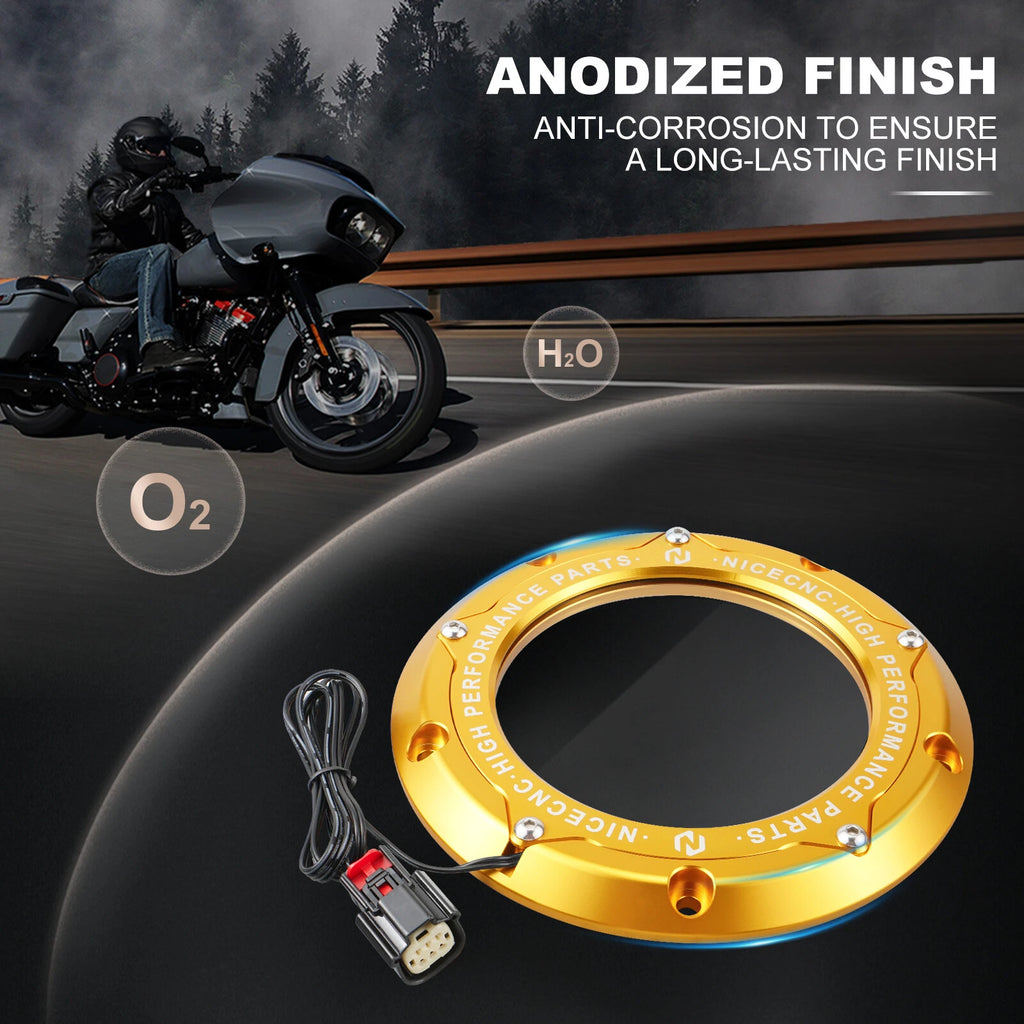 Clear Derby Cover w/LED Strip Light for Harley Tri Glide Ultra (2016–2024)