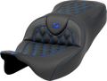 Saddlemen Roadsofa Gelcore Seat for Harley Touring (2008–2024) Blue Lattice Stitch