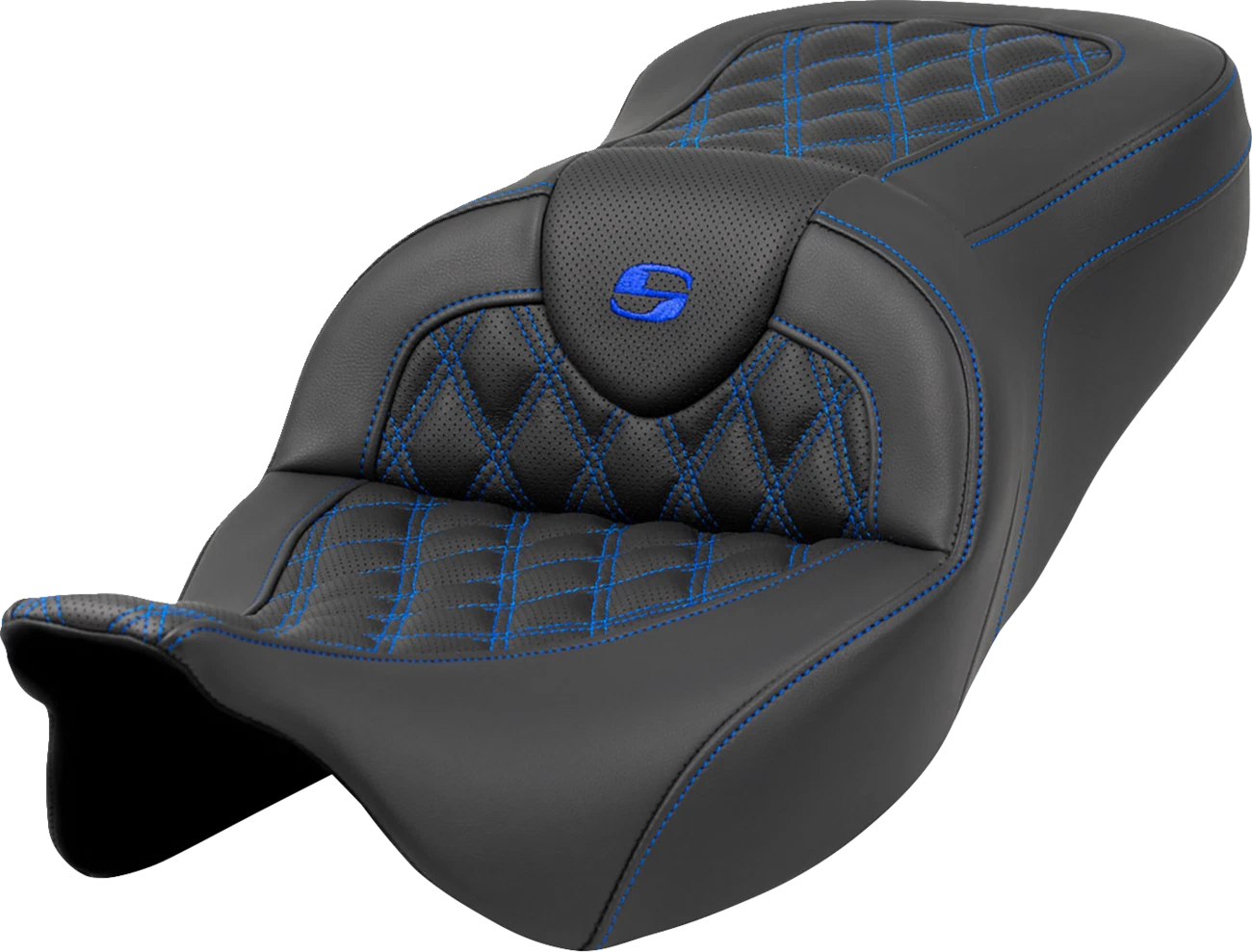 Saddlemen Roadsofa Gelcore Seat for Harley Touring (2008–2024) Blue Lattice Stitch
