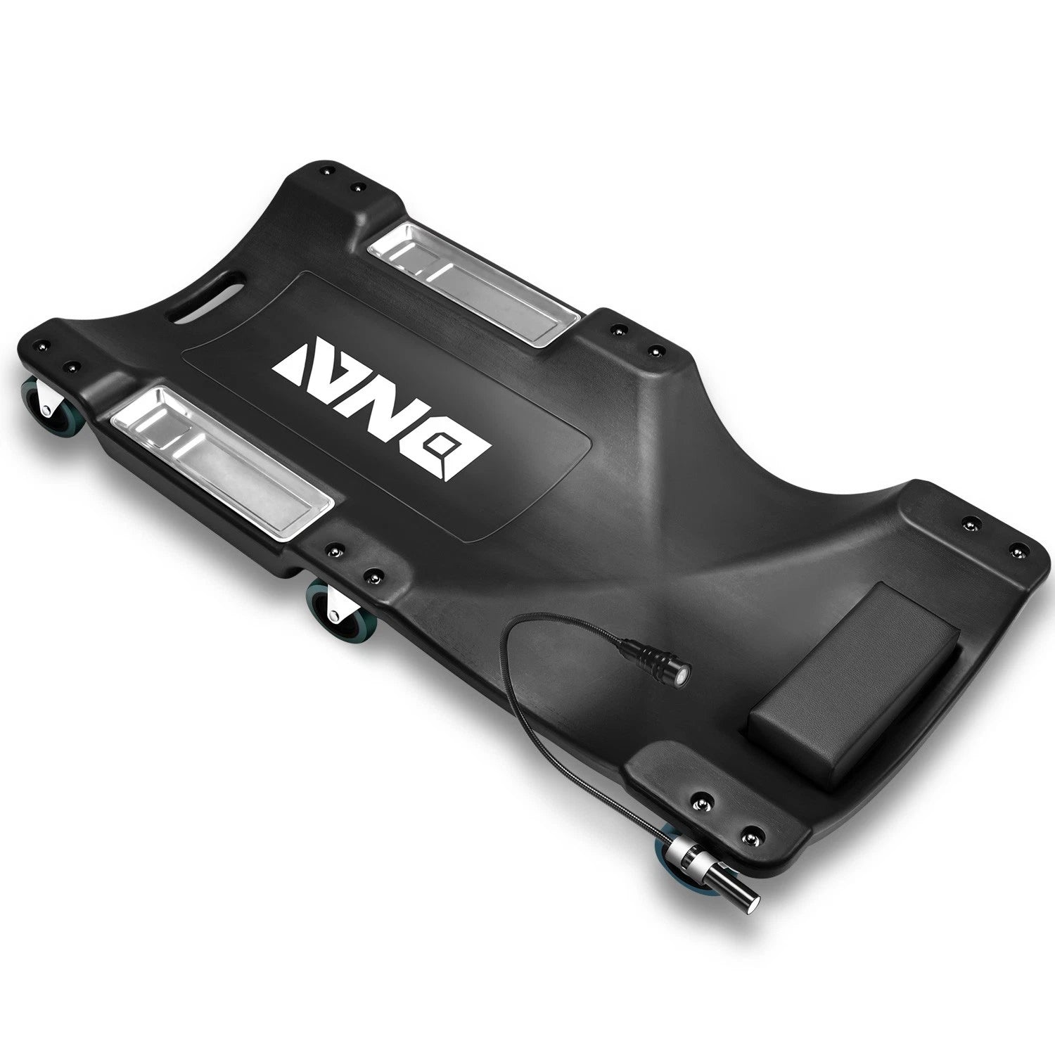 40" Black Low-Profile Automotive Creeper with LED Light and 6 Rollers