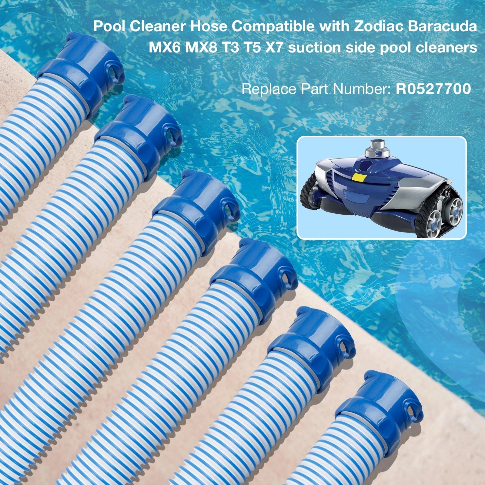 6Pcs Twist Lock Hose for Zodiac Baracuda MX6 MX8 X7 T5 (R0527700)
