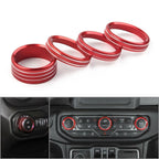 Air Conditioner Audio Switch Knob Ring Cover Trim for Jeep Wrangler JL (2018–2020) Red