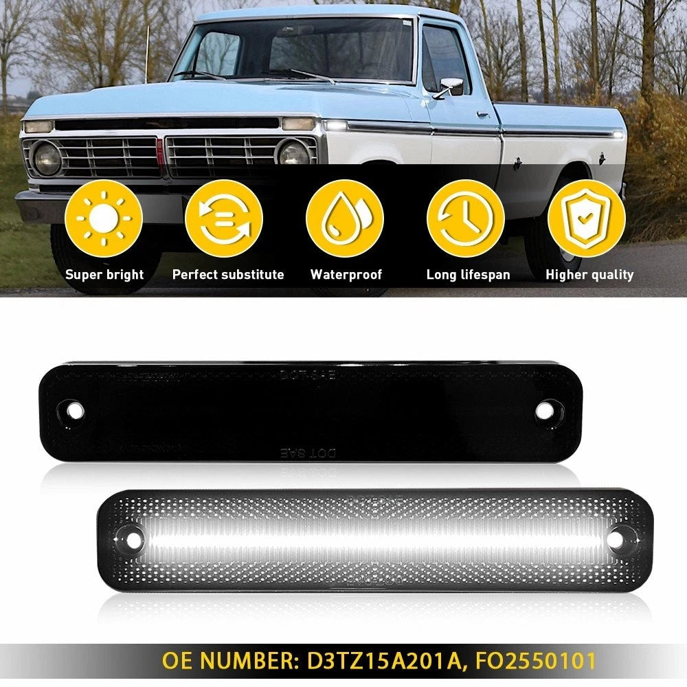 2X Smoked Lens Side Marker Signal Light for Ford Bronco/F-Series/E-Series