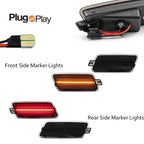 Set of 4 Black Amber & Red LED Side Marker Lights for Audi A7 S7 RS7